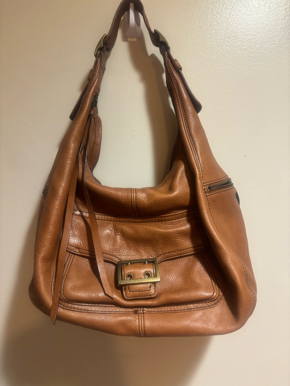 Banana Republic Tan Leather Shoulder Hobo with Front Buckle